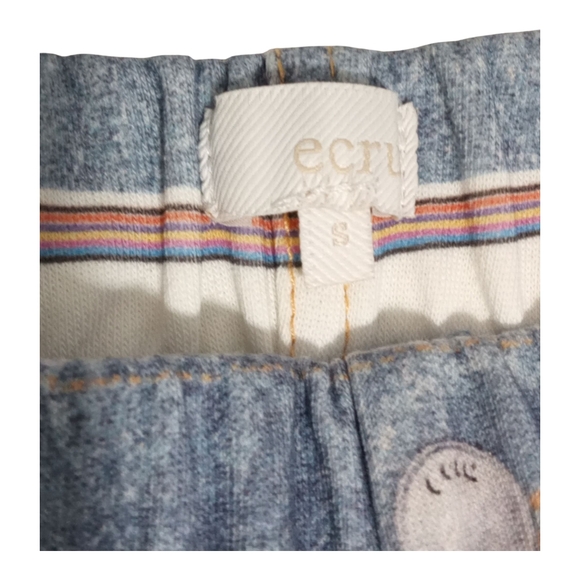 Ecru Light Wash Women's Pull-On Elastic Waist Wide Leg Casual Chic Jeans Small - Picture 3 of 9